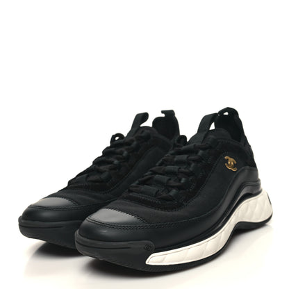 Chanel Velvet Calfskin Mixed Fibers CC Sneakers 39 Black 3 of 8