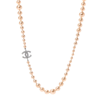 Chanel Graduated Pearl CC Long Necklace Silver 1 of 4