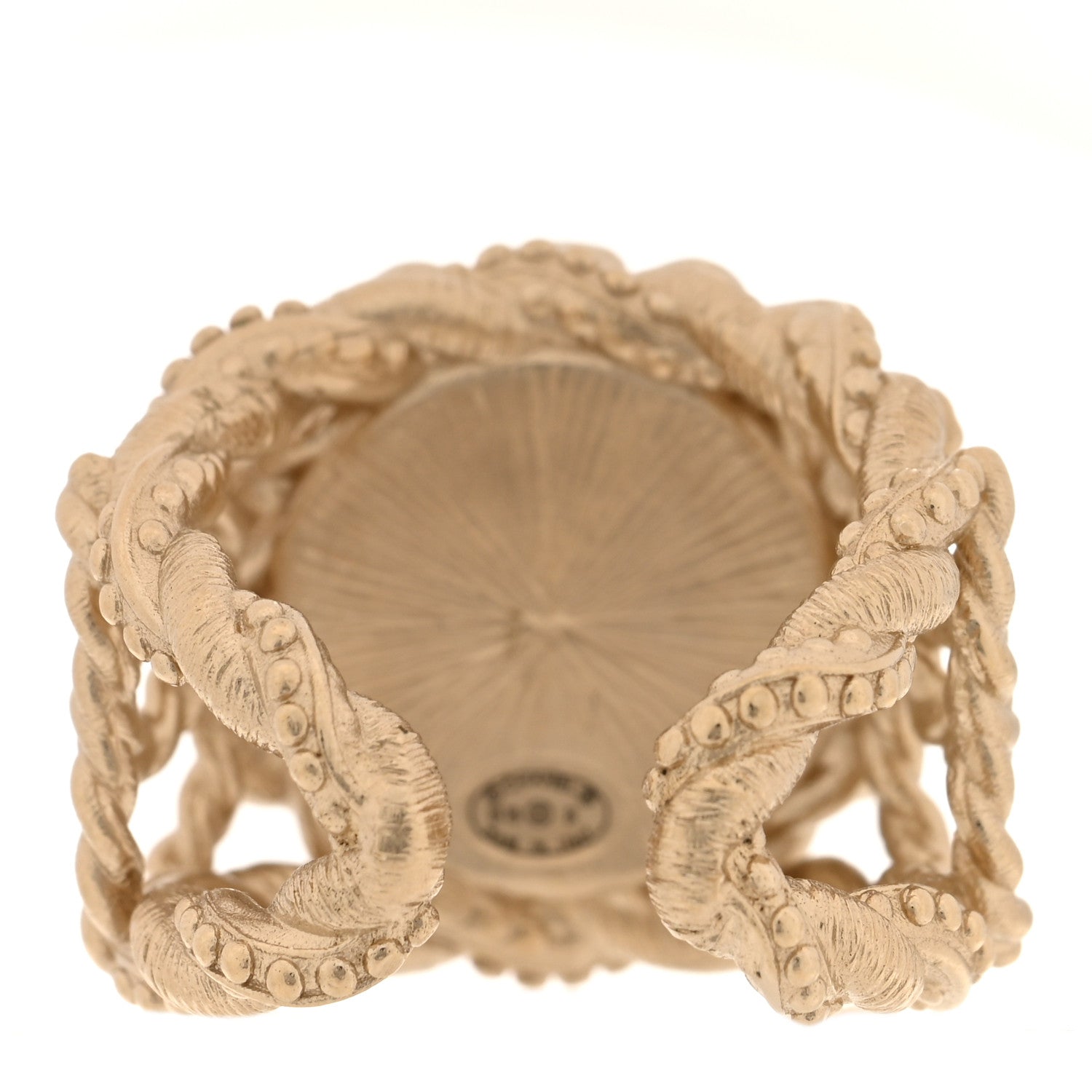 Chanel Crystal Pearl Twisted CC Ring 53 6.5 Gold 3 of 5