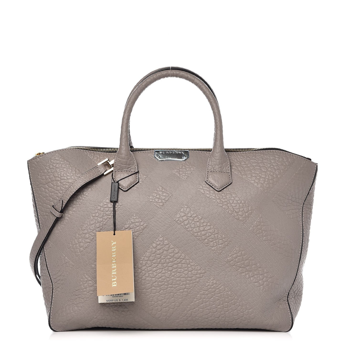 Heritage Grain Check Embossed Medium Dewsbury Tote Pale Grey