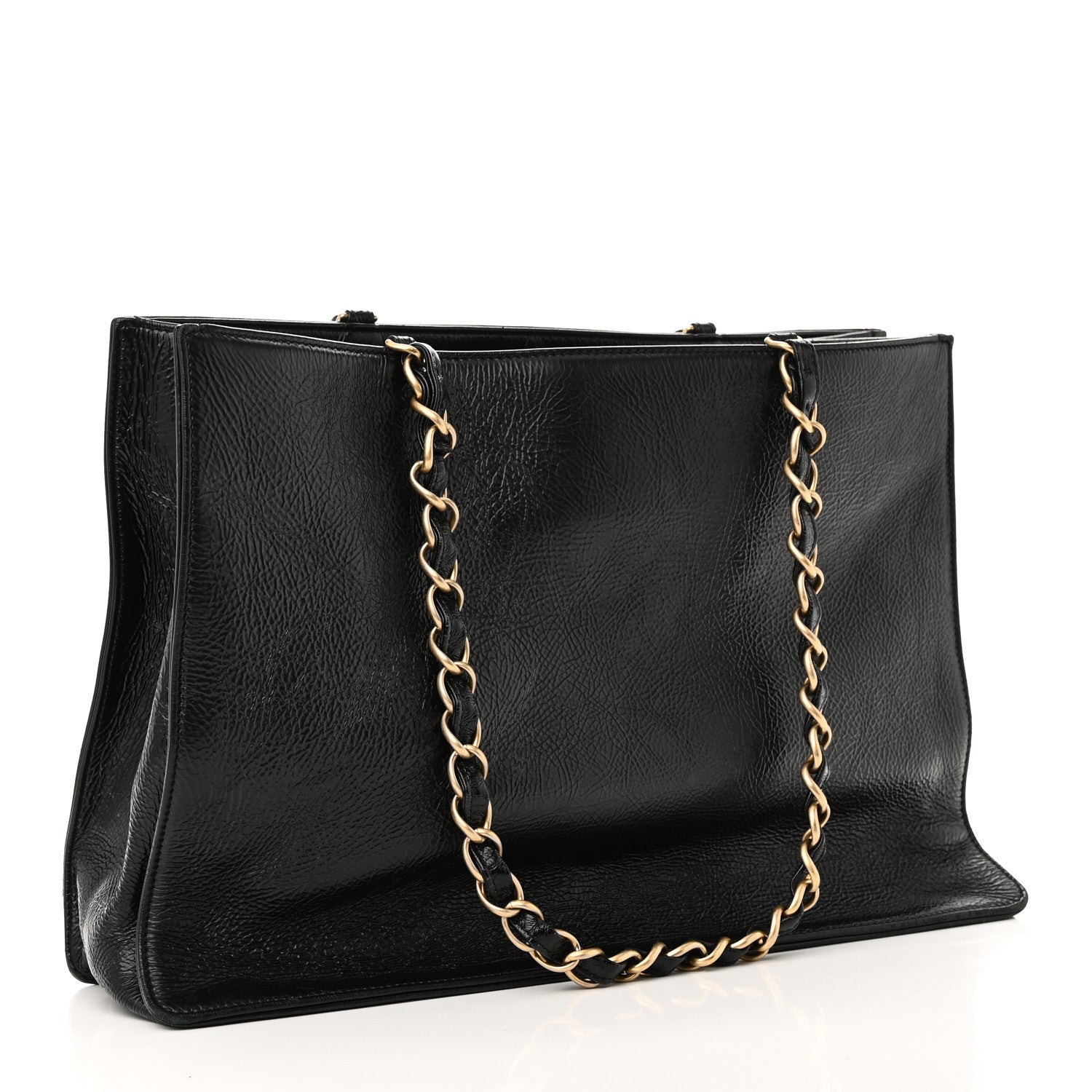 Chanel Glazed Aged Calfskin CC Tote Black 3 of 10