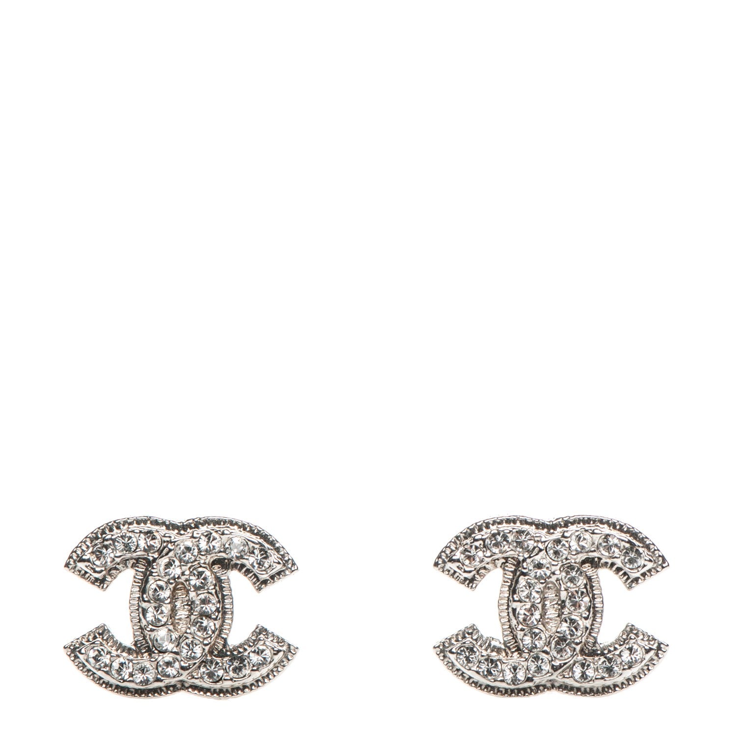 Chanel Crystal CC Earrings Silver 1 of 6