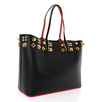 Christian Louboutin Calfskin Empire Spike Studded East West Cabata Tote Black Gold 4 of 10