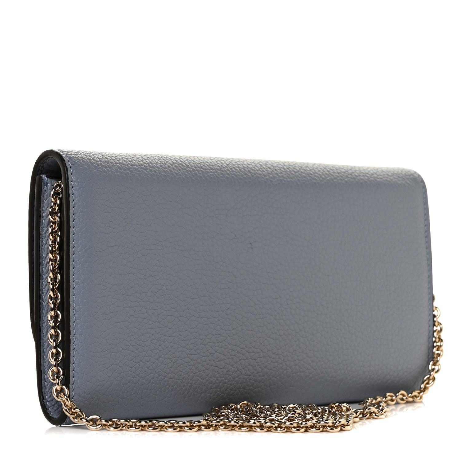 Salvatore Ferragamo Grained Calfskin City Wallet On Chain Stormy Sky 2 of 8