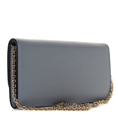 Salvatore Ferragamo Grained Calfskin City Wallet On Chain Stormy Sky 2 of 8