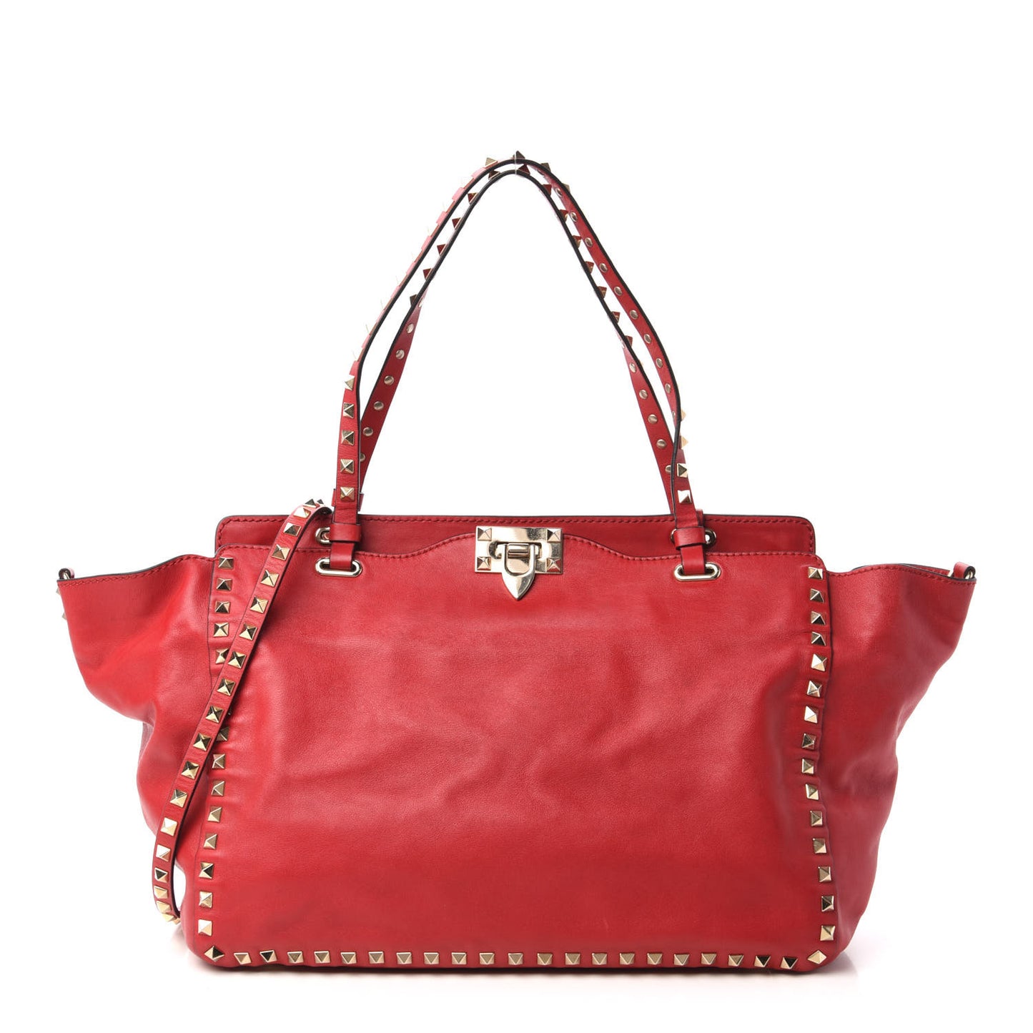 Vitello Medium Rockstud Tote Rosso Valentino