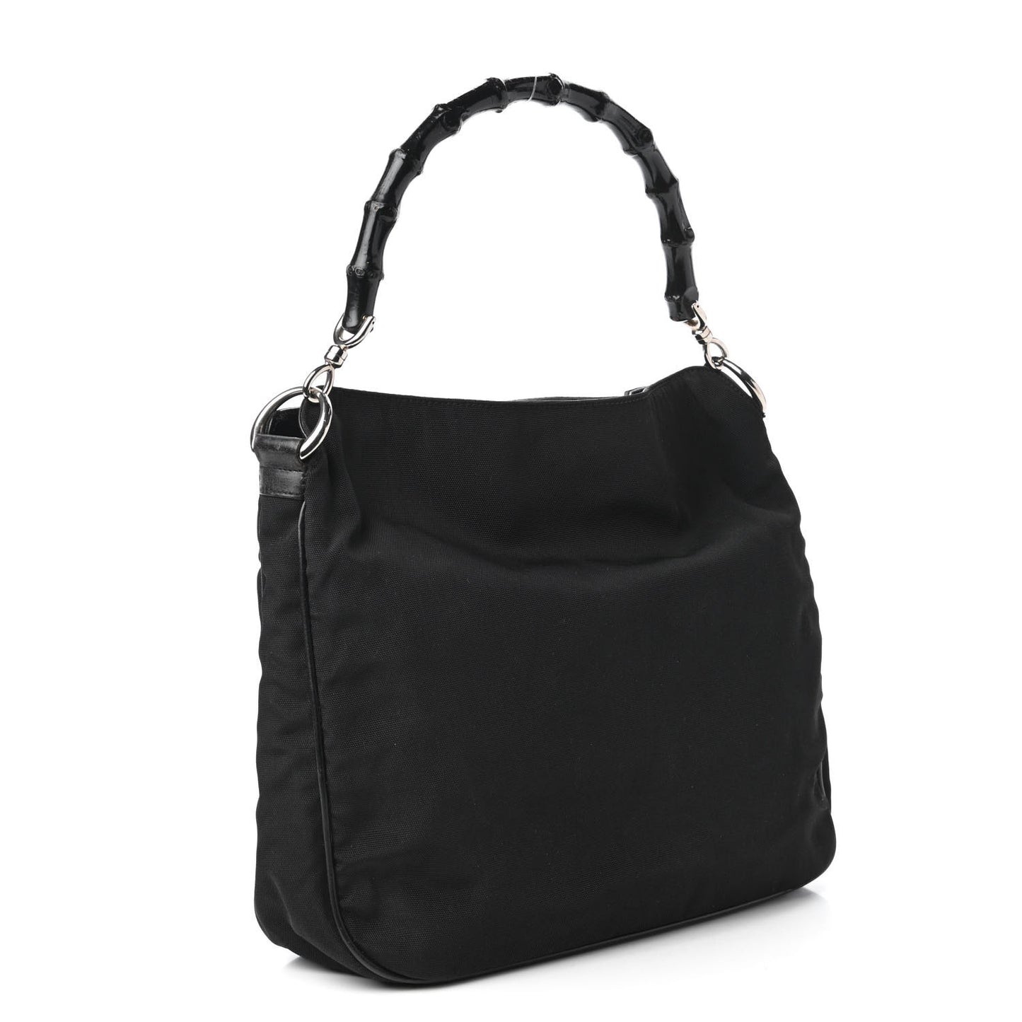 Nylon Bamboo Top Handle Hobo Black