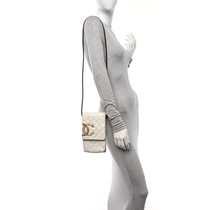 Chanel Calfskin Snakeskin Quilted Cambon Crossbody Bag White 2 of 10