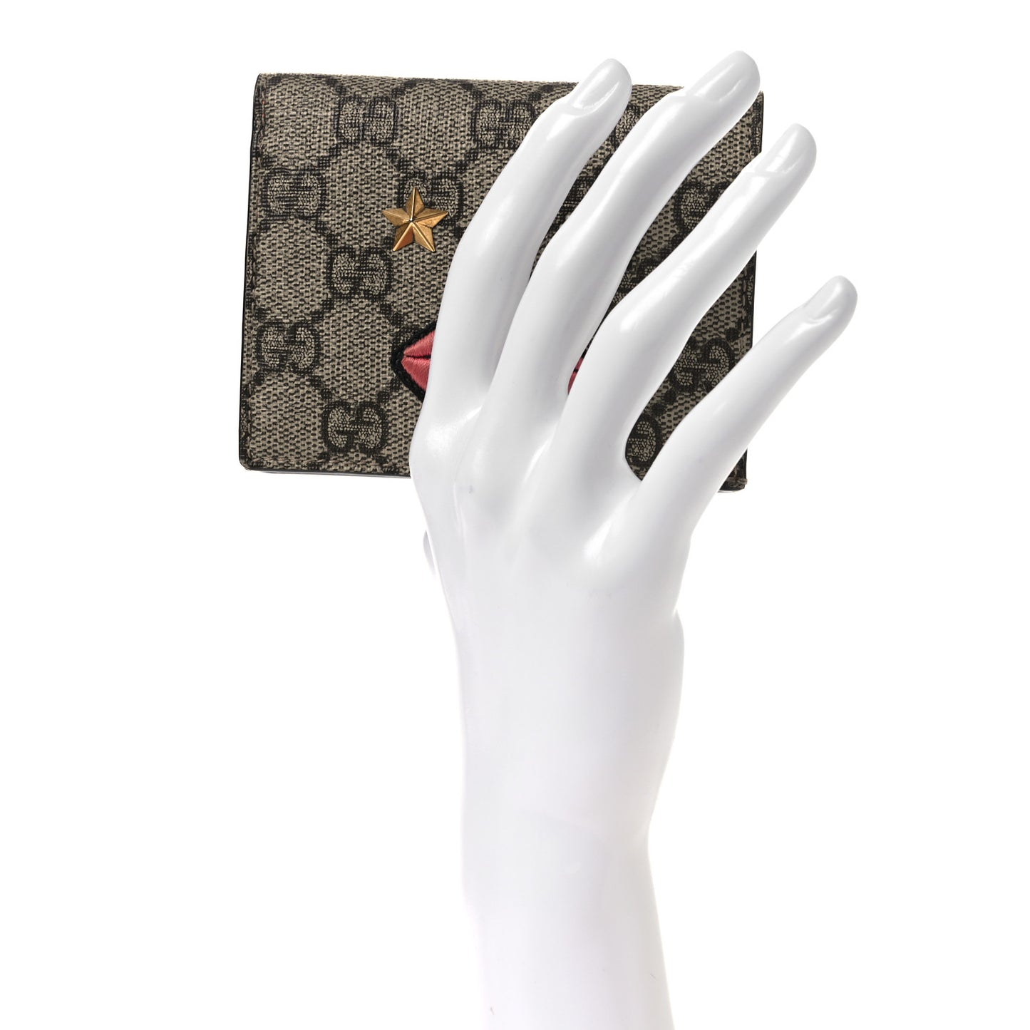 GG Supreme Monogram Face Embroidered Card Case Wallet Pink