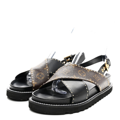 Louis Vuitton Monogram Paseo Flat Comfort Sandals 39 Black 3 of 11
