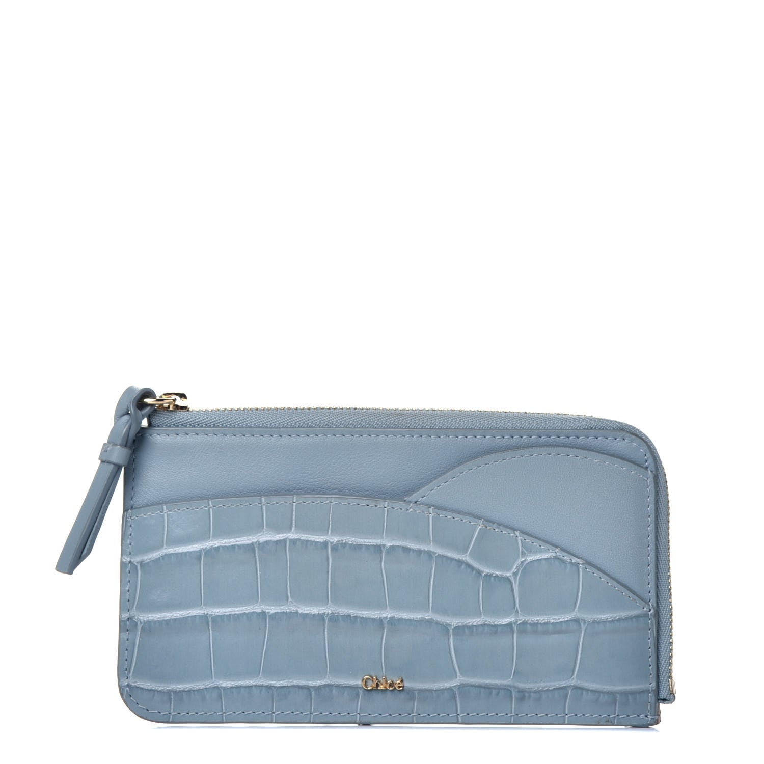 Chloe Crocodile Embossed Calfskin Medium Walden Purse Faded Blue 1 of 8