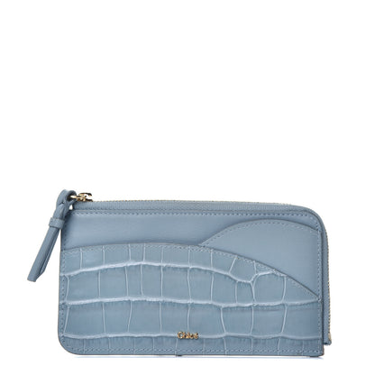 Chloe Crocodile Embossed Calfskin Medium Walden Purse Faded Blue 1 of 8