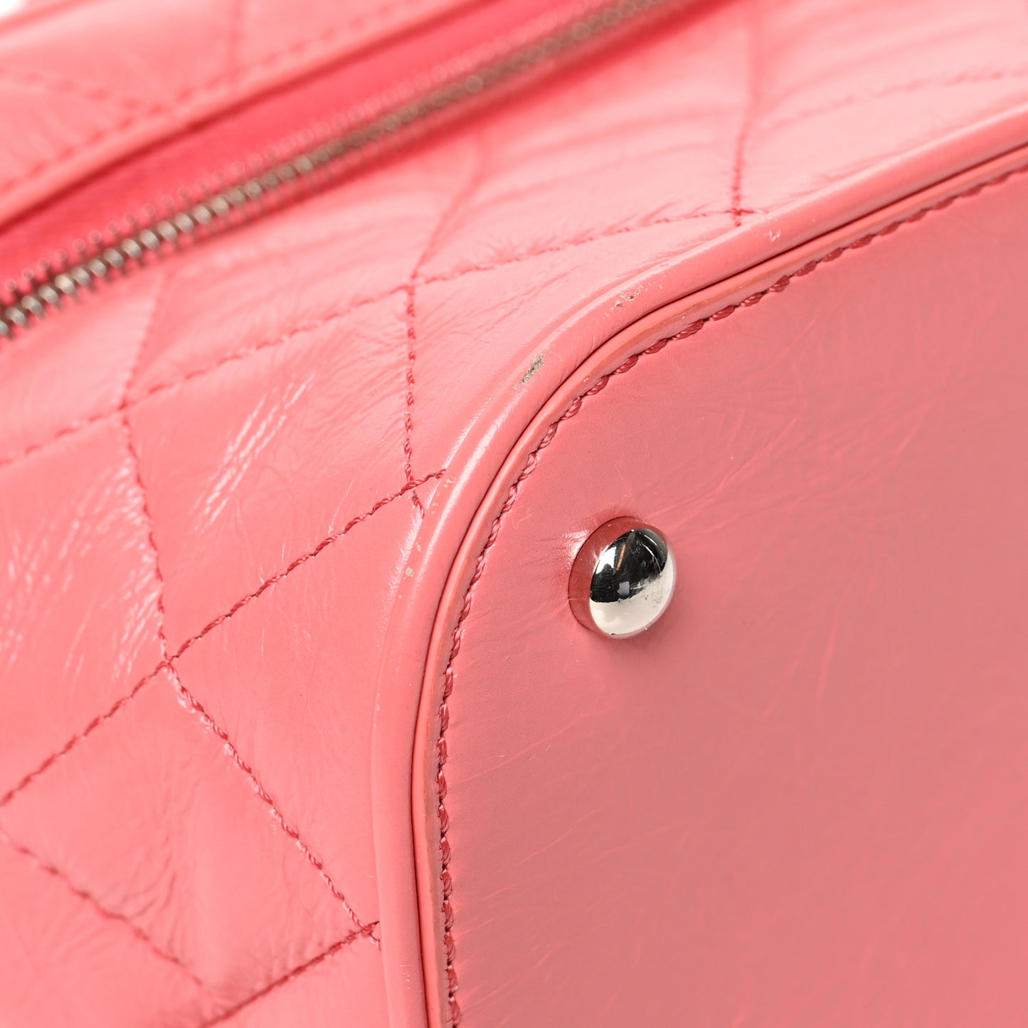 Crumpled Calfskin PVC Quilted Backpack Pink