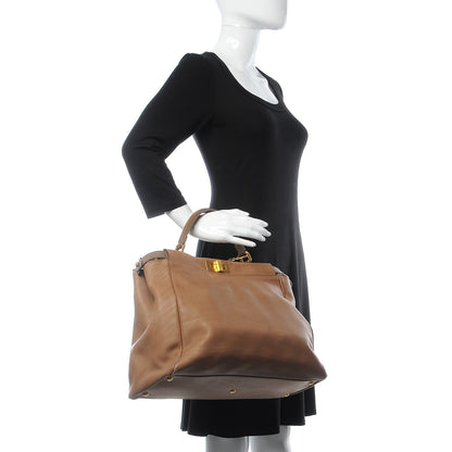 Fendi Vitello Saddle Large Peekaboo Iconic Satchel Moro 3 of 19