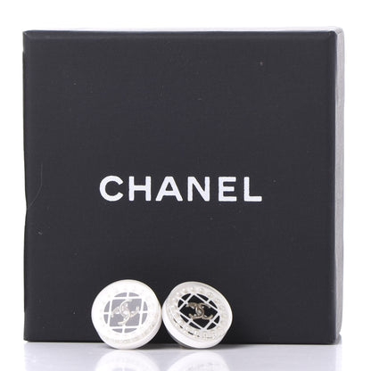 Chanel Resin Pearl CC Earrings White Black 5 of 5