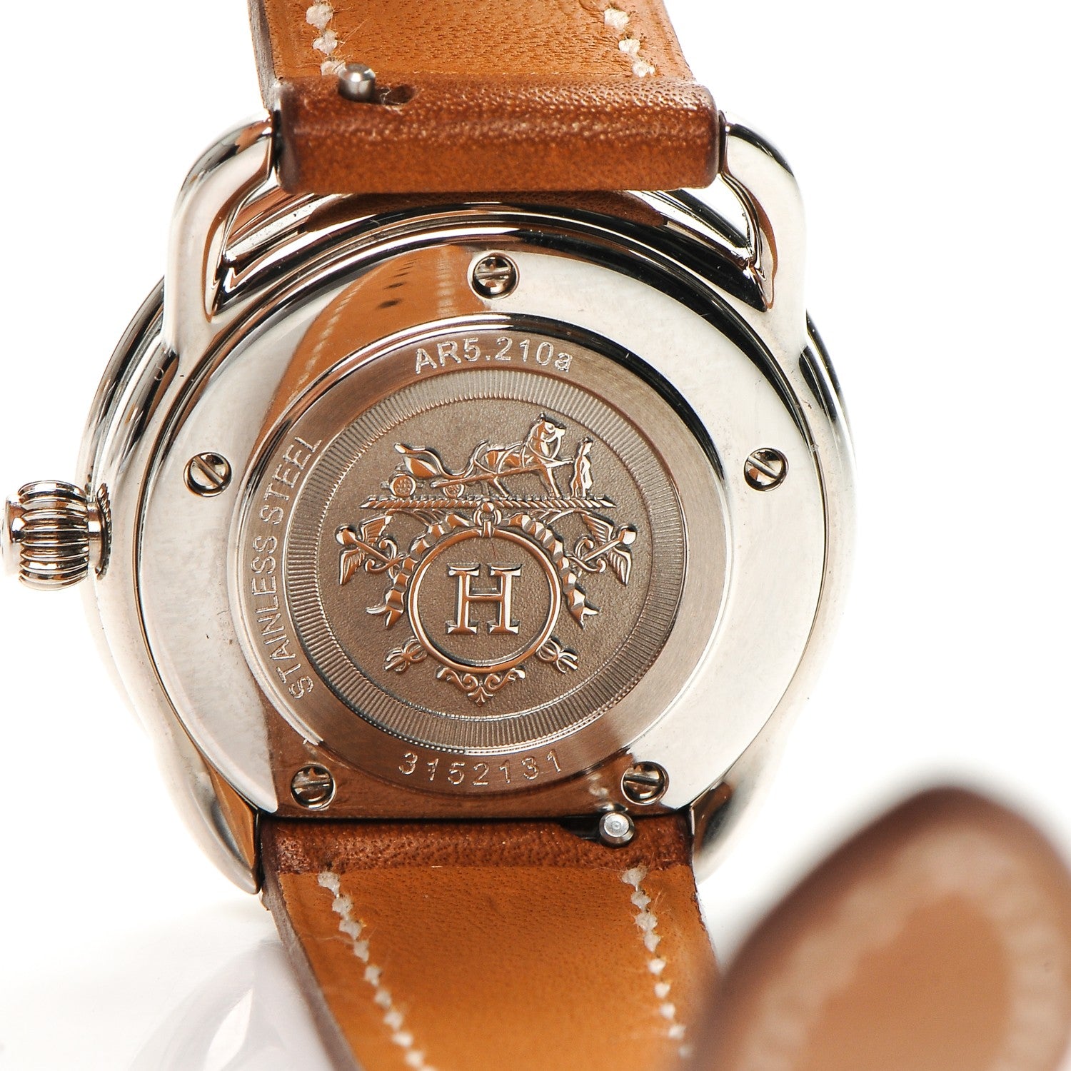 Hermes Stainless Steel Barenia 28mm Arceau Quartz Watch Fauve 7 of 8