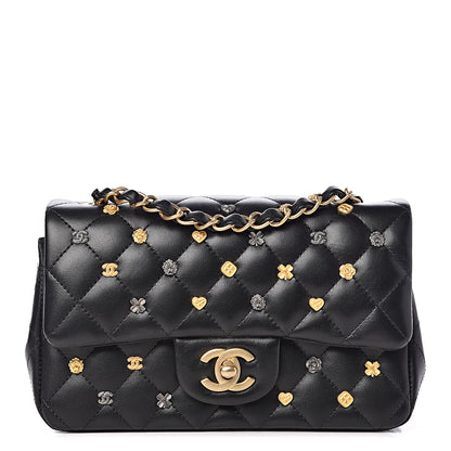 Chanel Lambskin Quilted Studded Mini Rectangular Flap Black 1 of 10