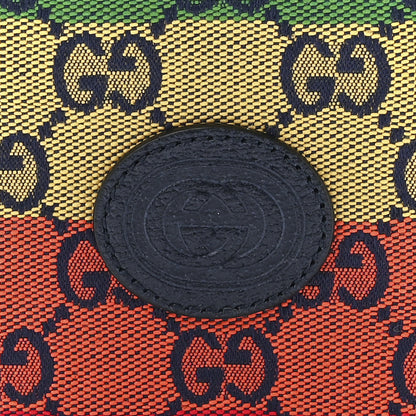 Gucci Monogram Multicolor Textured Calfskin Retro Interlocking G Bi-Fold Wallet Blue Rainbow 8 of 12