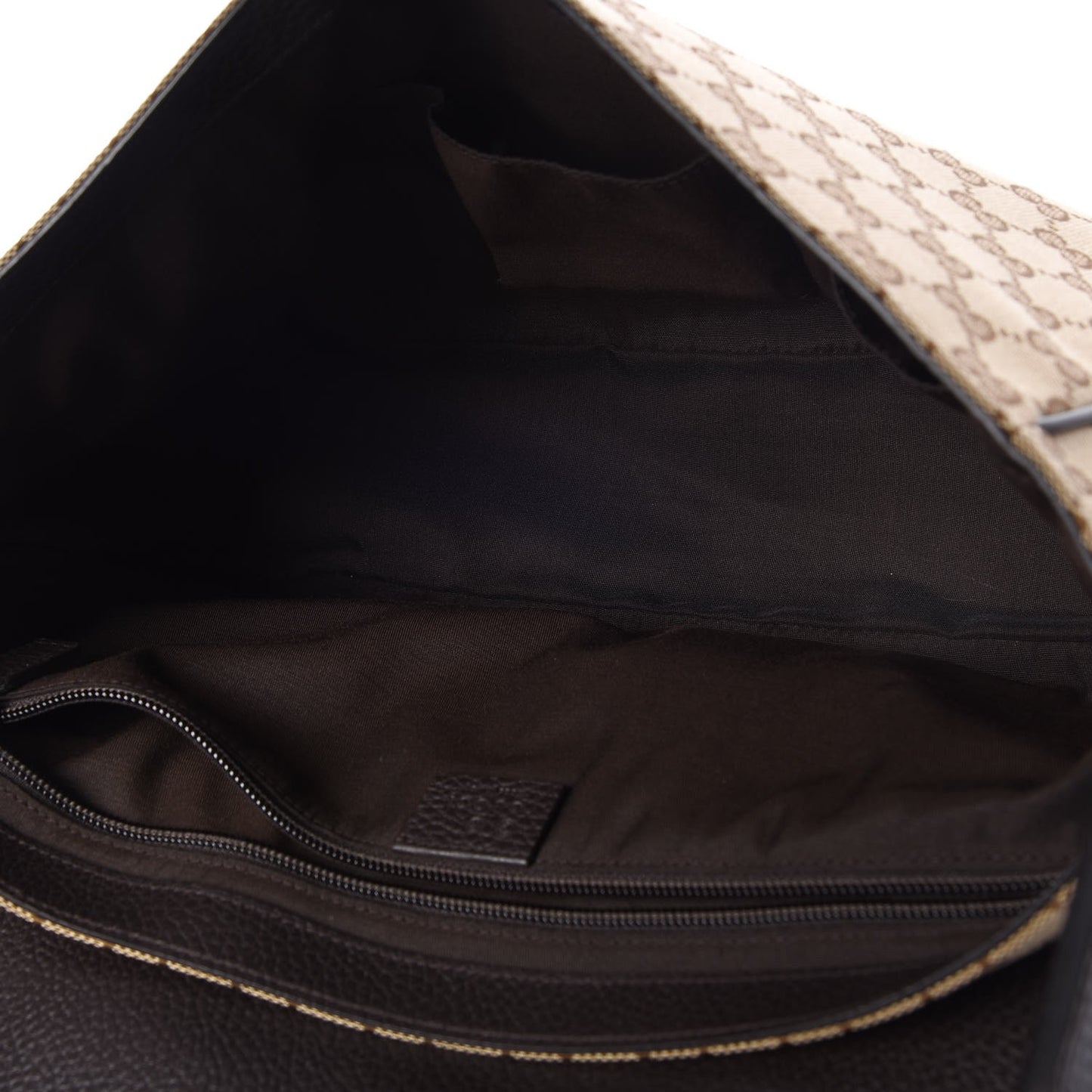 Monogram Large Flap Messenger Bag Beige Dark Brown