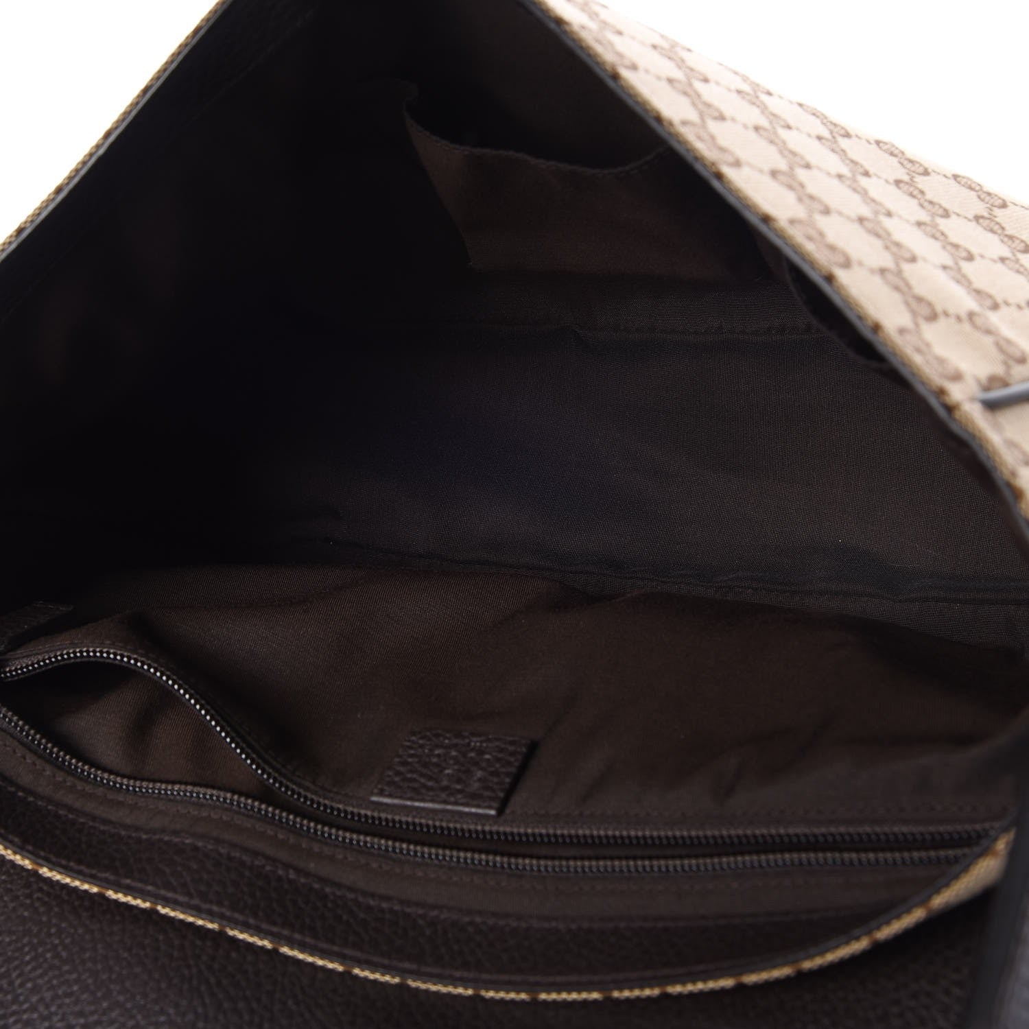 Gucci Monogram Large Flap Messenger Bag Beige Dark Brown 5 of 9