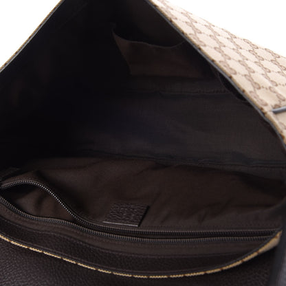 Gucci Monogram Large Flap Messenger Bag Beige Dark Brown 5 of 9