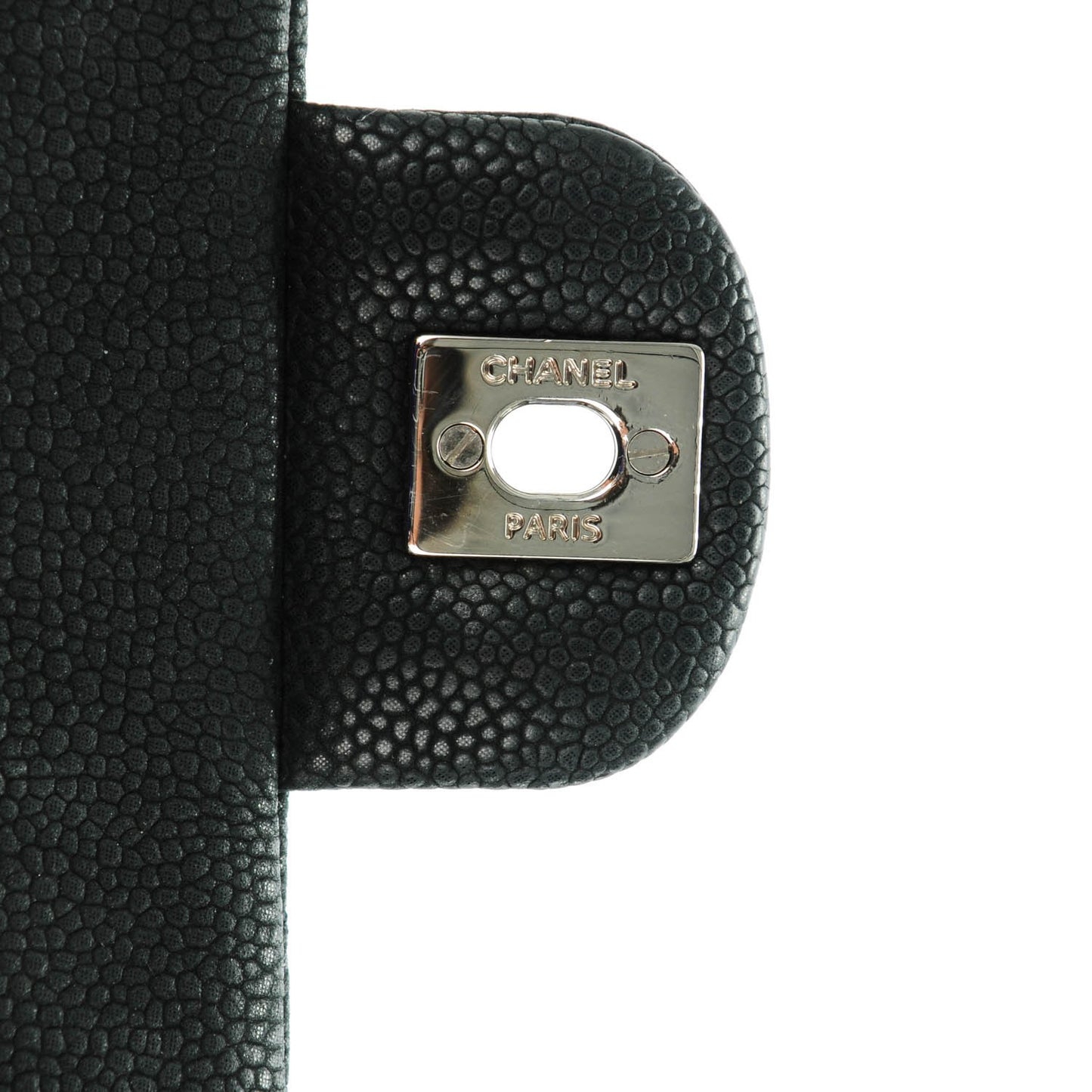 Iridescent Caviar Quilted Clutch With Chain Flap Black