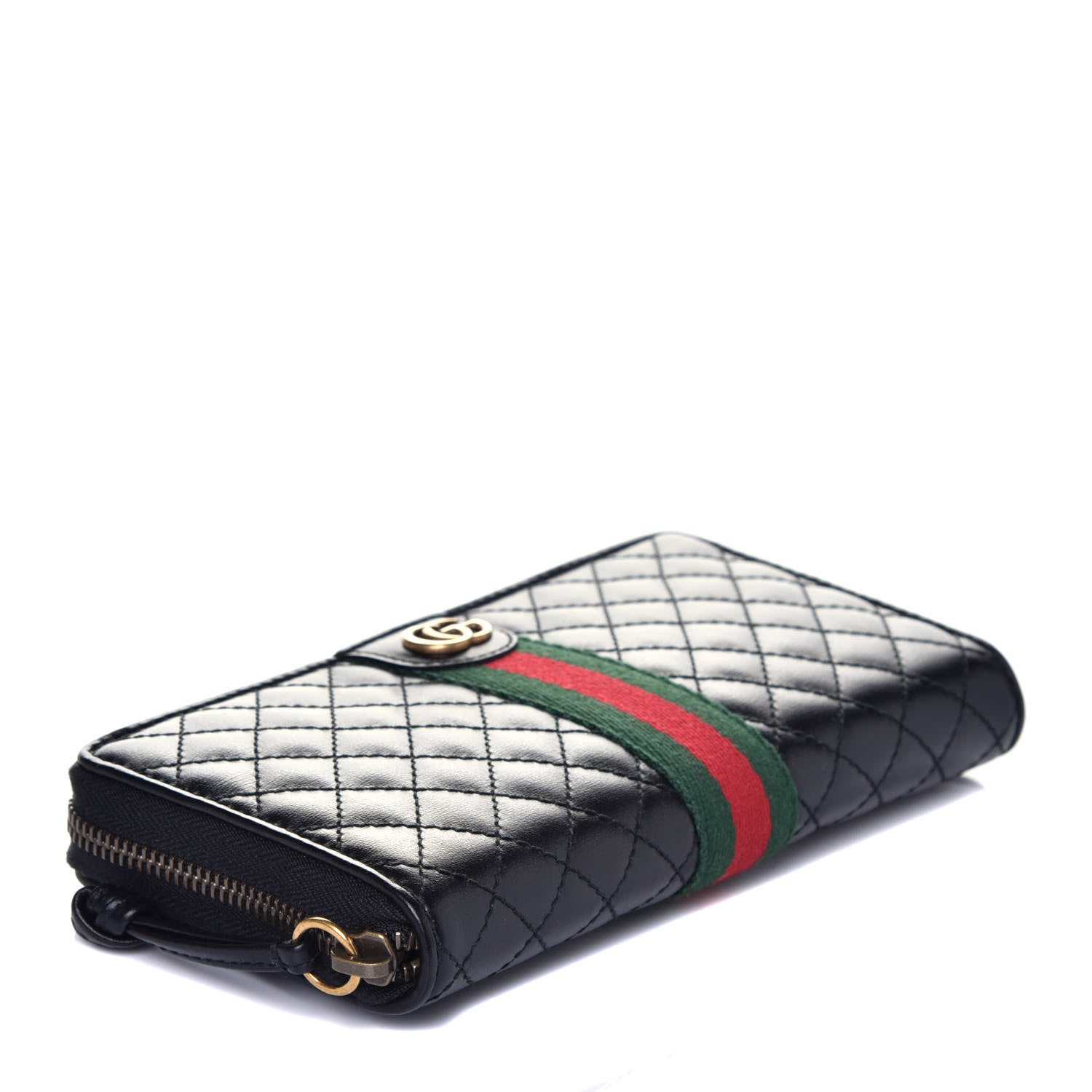 Gucci Calfskin Web Trapuntata GG Zip Around Wallet Black 4 of 6