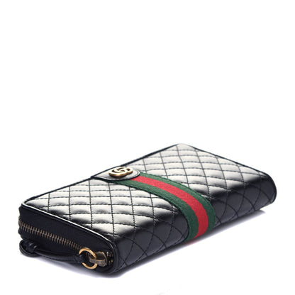 Gucci Calfskin Web Trapuntata GG Zip Around Wallet Black 4 of 6
