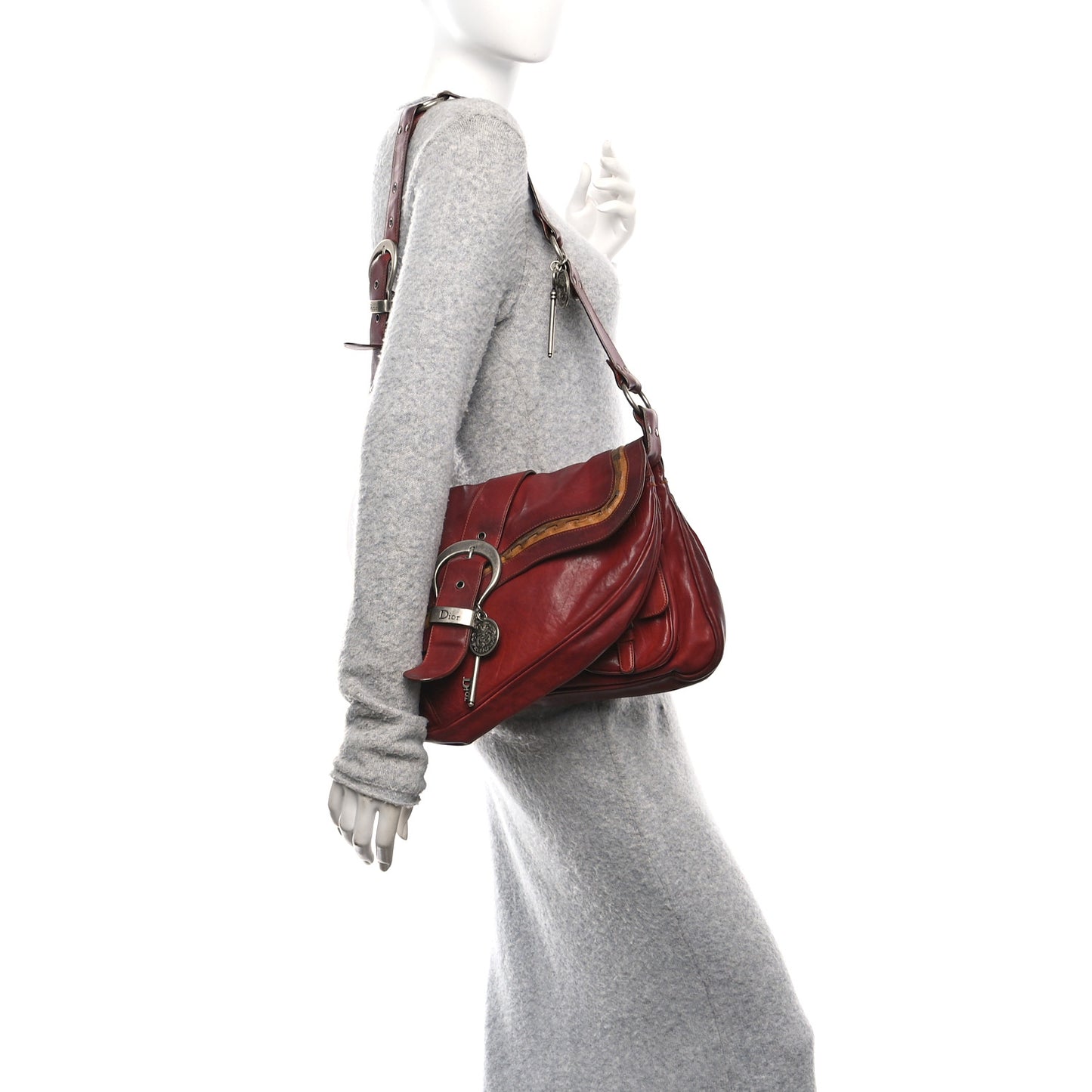 Calfskin Medium Gaucho Double Saddle Bag Red