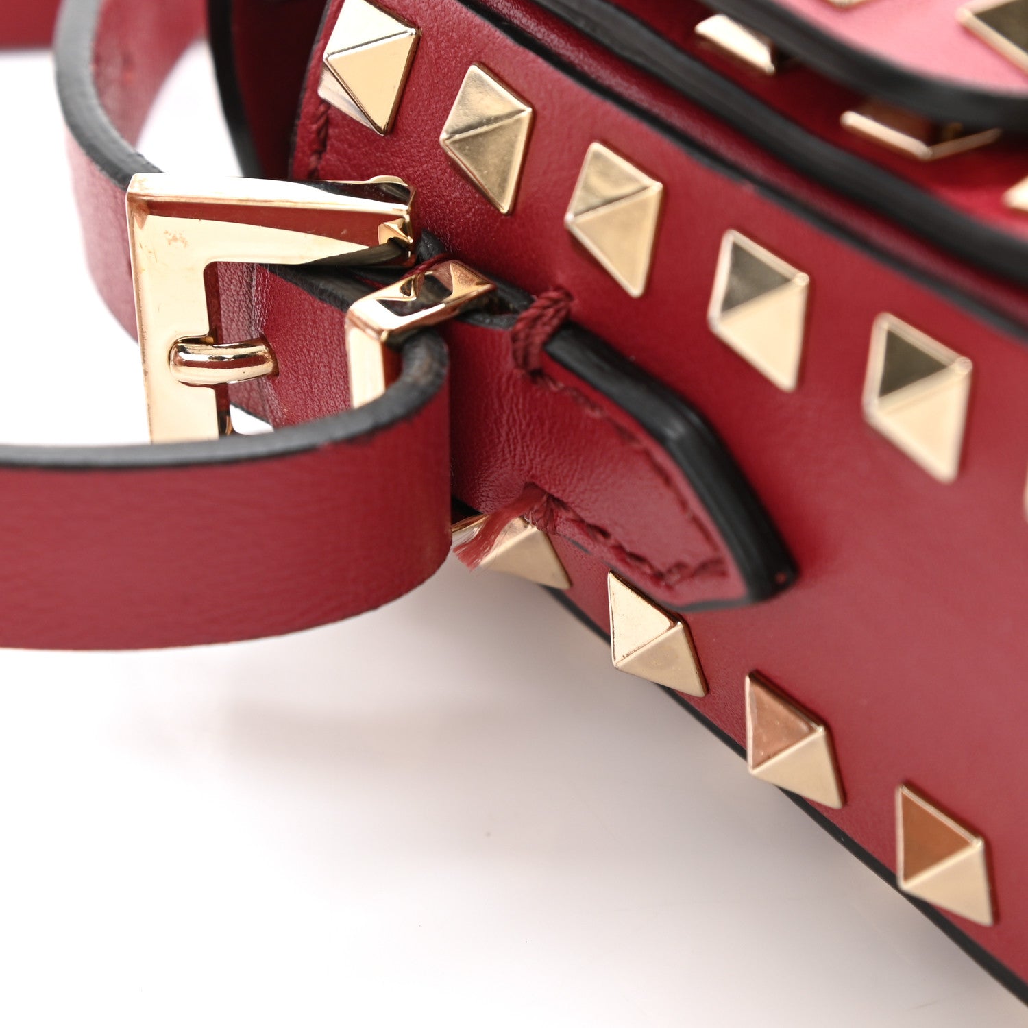 Valentino Garavani Vitello Medium Rockstud Flap Saddle Bag Scarlet 10 of 10