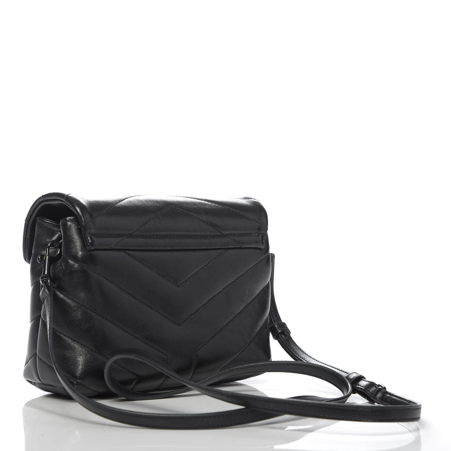 Calfskin Y Quilted Monogram Toy Loulou Crossbody Bag Black