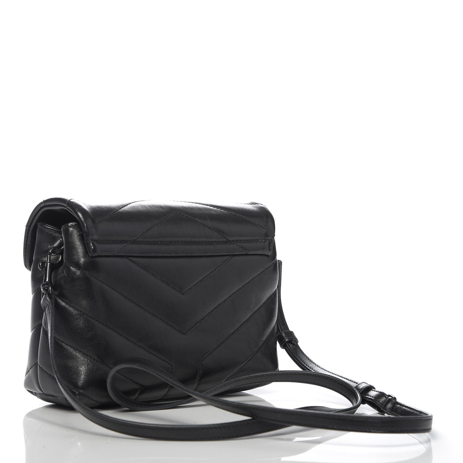 Saint Laurent Calfskin Y Quilted Monogram Toy Loulou Crossbody Bag Black 3 of 12