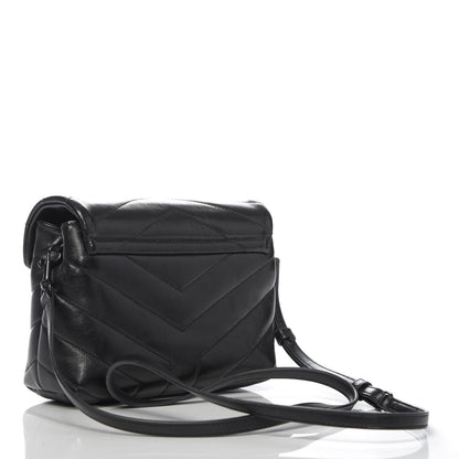 Saint Laurent Calfskin Y Quilted Monogram Toy Loulou Crossbody Bag Black 3 of 12