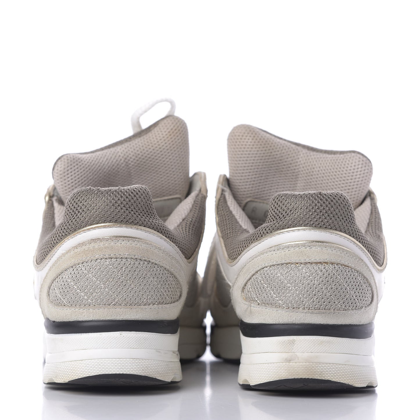 Suede Calfskin CC Sneakers 37.5 Beige Gold
