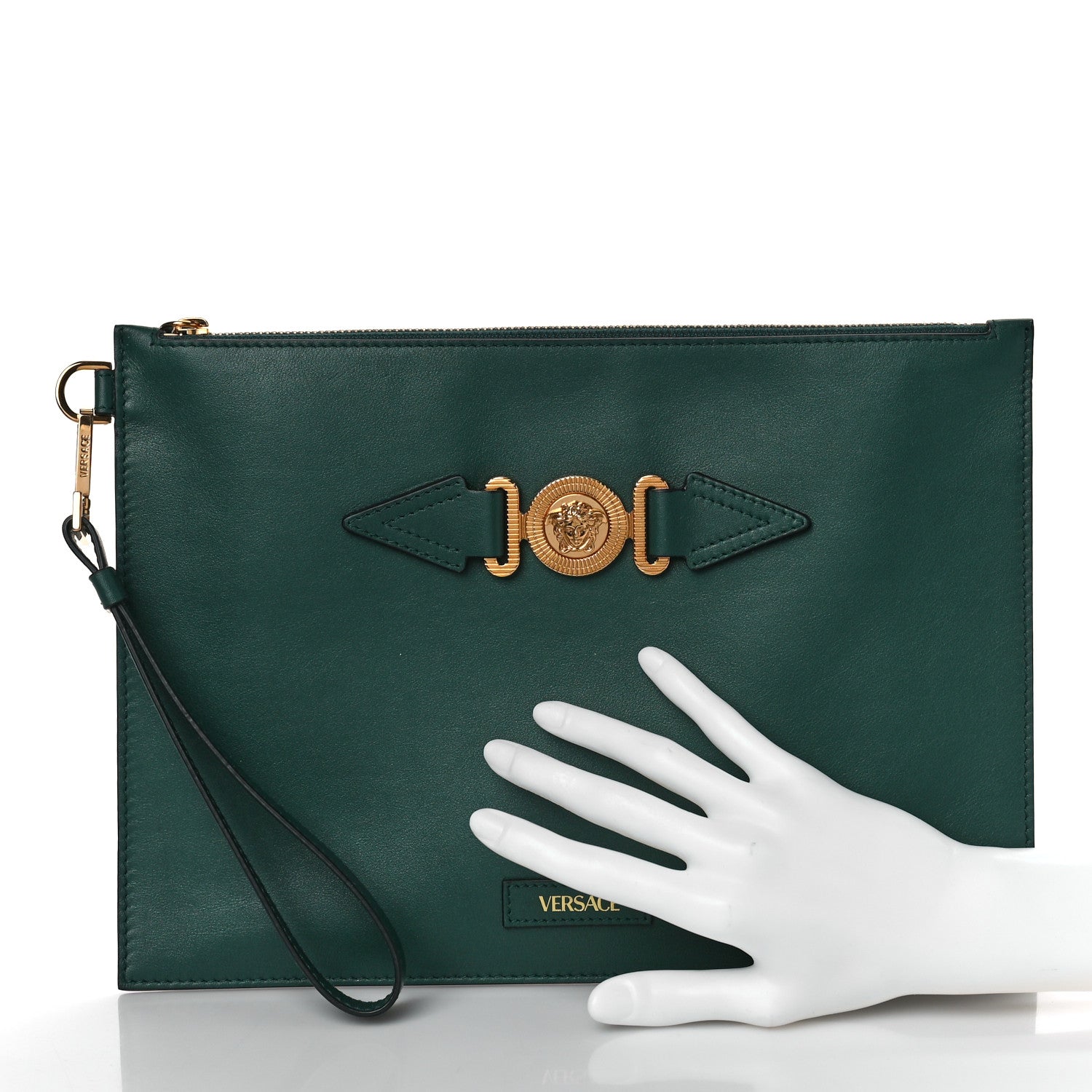 Versace Calfskin Medusa Biggie Clutch Green 2 of 9