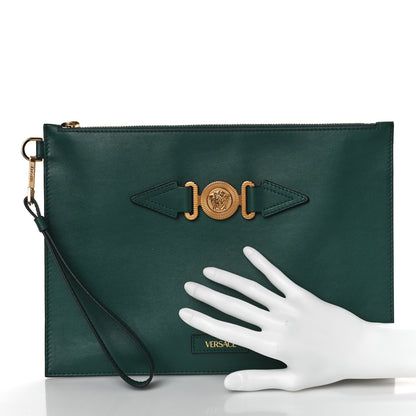 Versace Calfskin Medusa Biggie Clutch Green 2 of 9