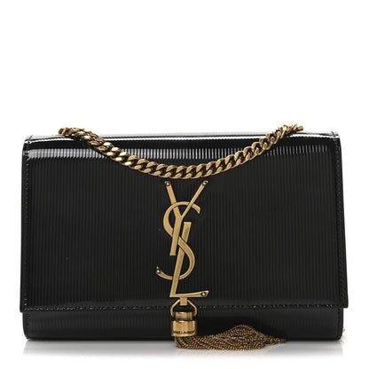 Saint Laurent Patent Linear Embossed Small Classic Monogram Kate Tassel Satchel Black 1 of 10