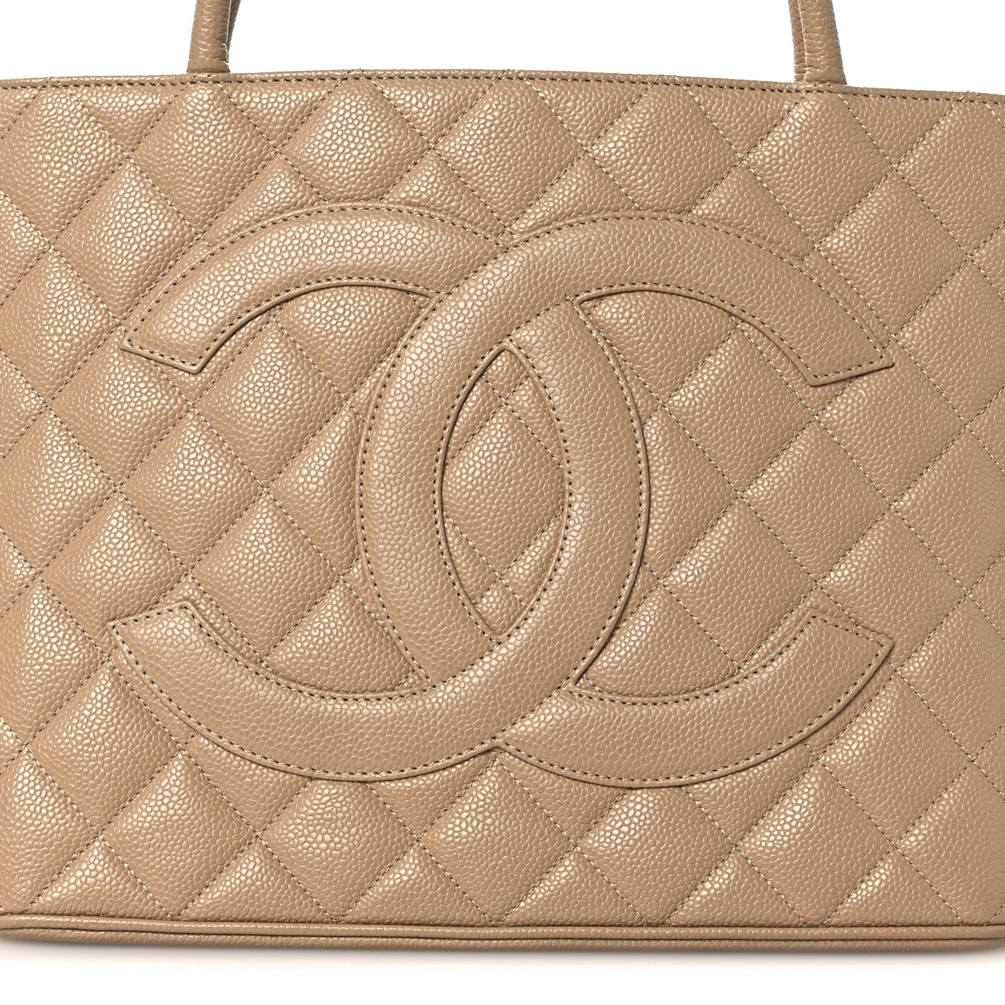 Caviar Quilted Medallion Tote Beige