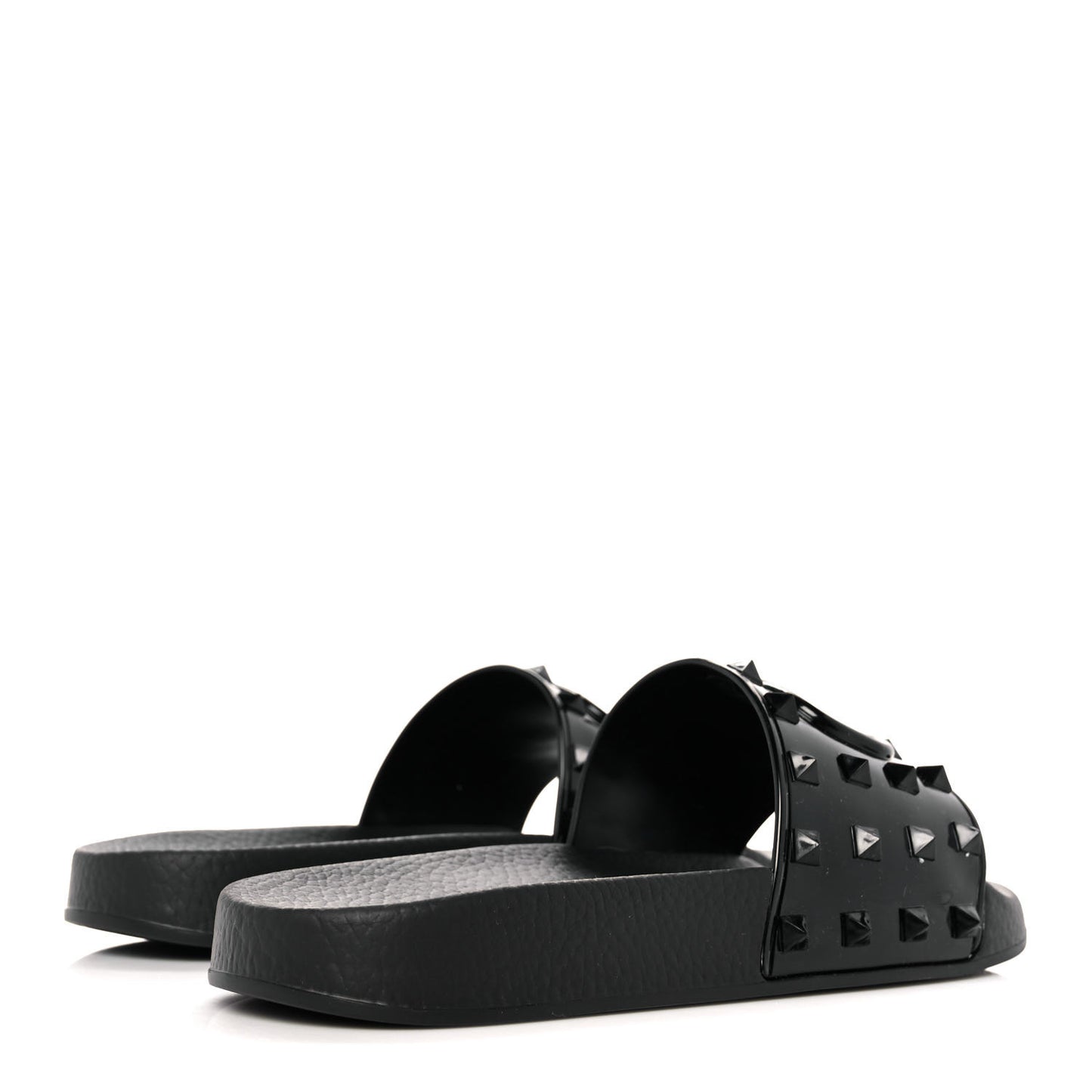 Patent Rubber Mens Rockstud VLogo Slide Sandals 40 Black