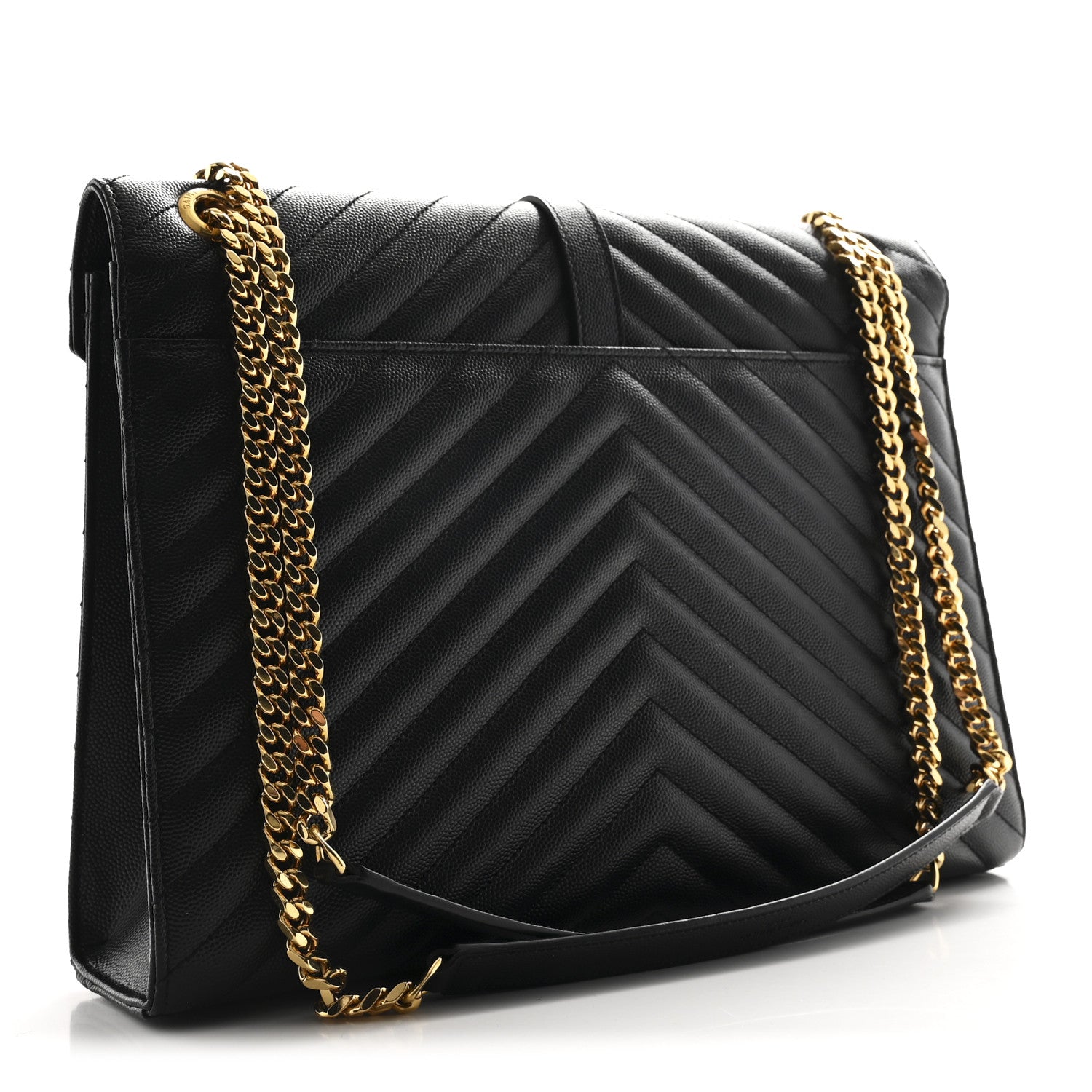 Saint Laurent Grain De Poudre Matelasse Chevron Large Monogram Satchel  Black 3 of 10