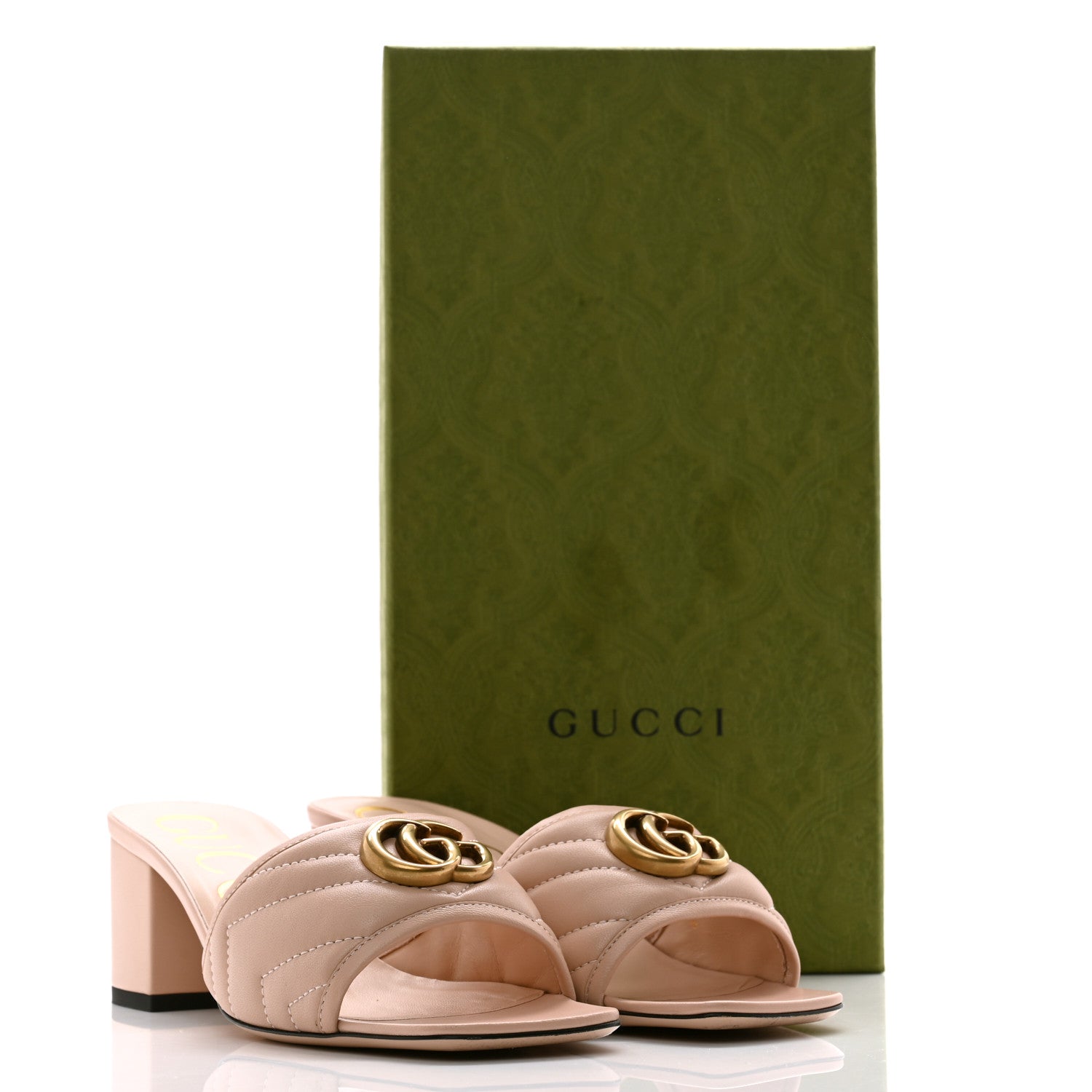 Gucci Nappa Matelasse GG Marmont 55mm Slide Sandals 37.5 Skin Rose 10 of 10