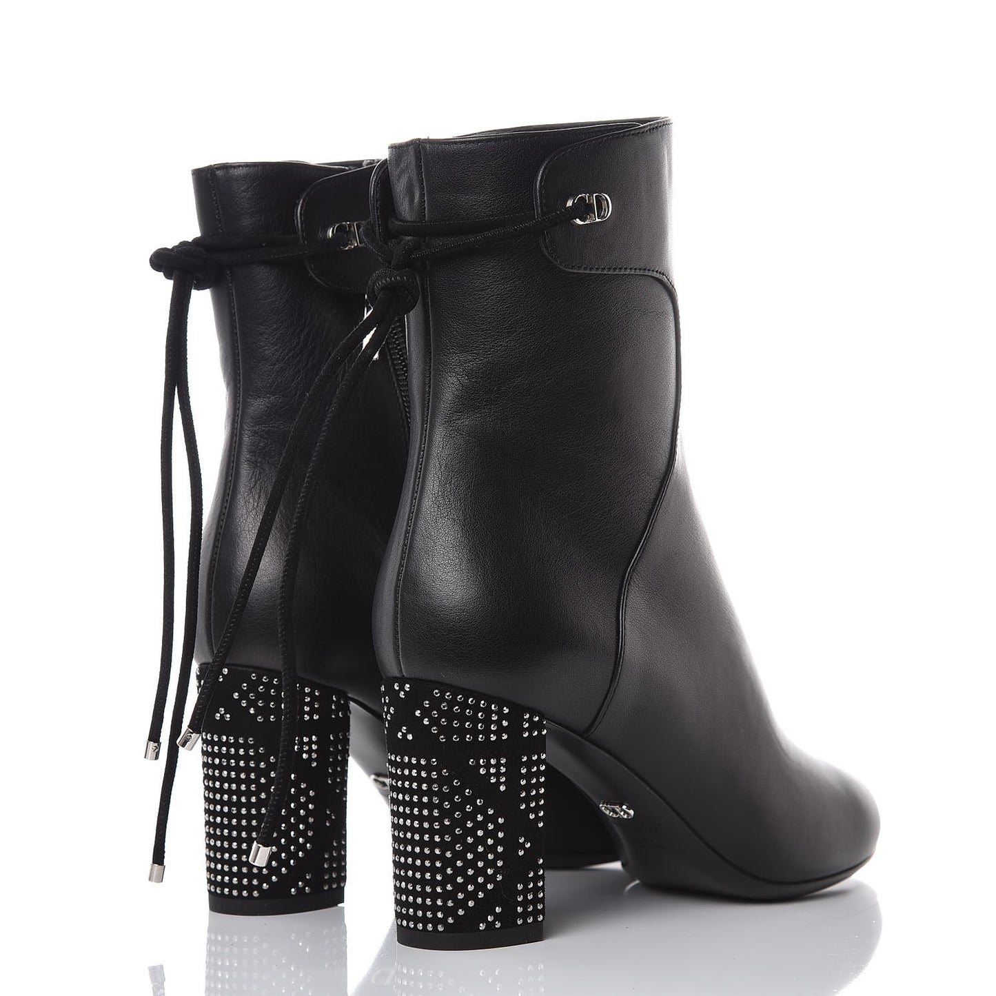 Calfskin Studded Stellar Ankle Boots 37.5 Black