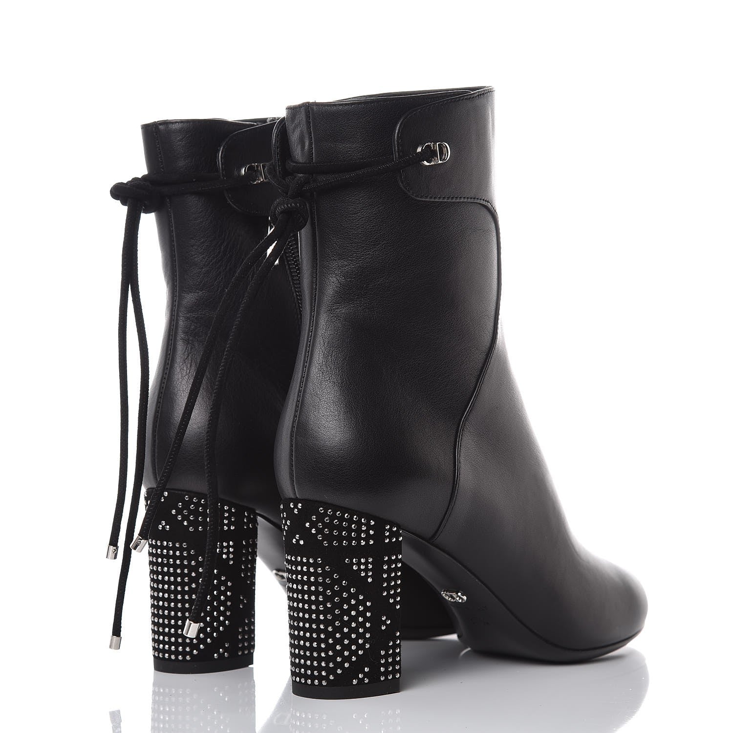 Christian Dior Calfskin Studded Stellar Ankle Boots 37.5 Black 4 of 8