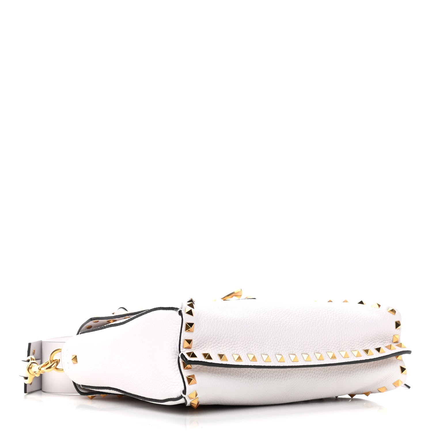 Valentino Garavani Pebbled Calfskin Medium Rockstud Hype Shoulder Bag White 3 of 4