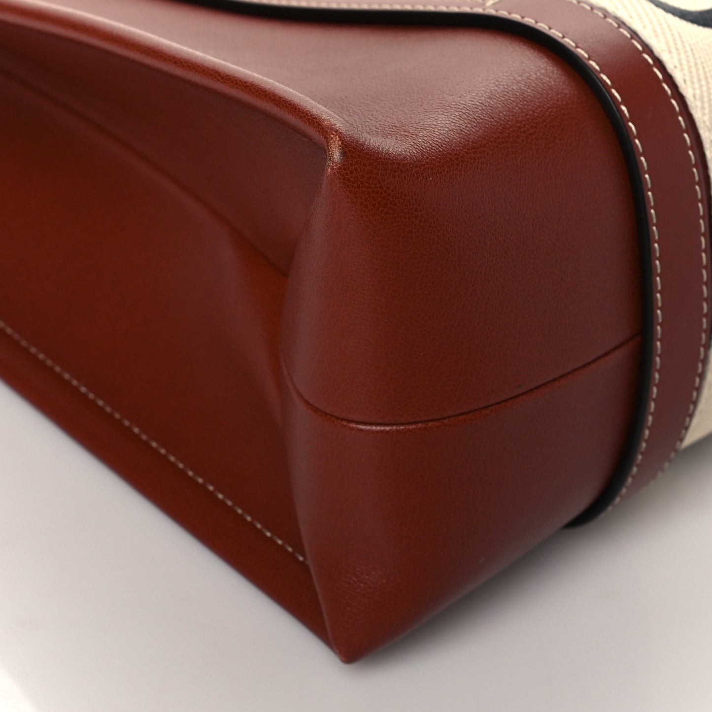 Calfskin Medium Woody Ribbon Tote Sepia Brown