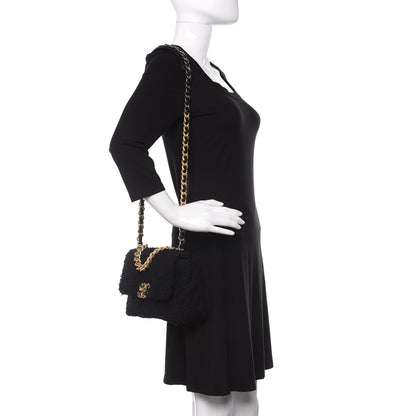 Chanel Tweed Quilted Medium 19 Flap Black 2 of 10