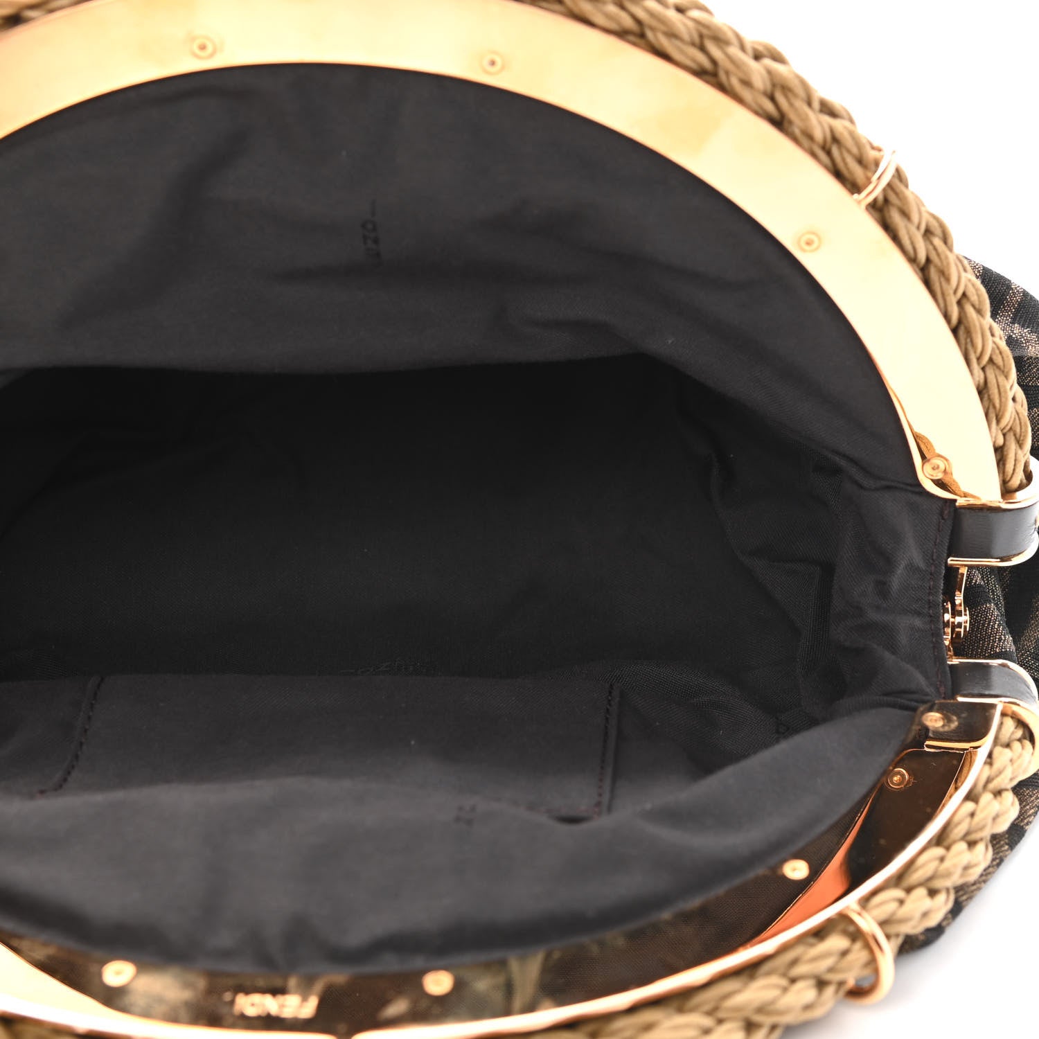 Fendi Fabric Jacquard FF Braided Shell Clutch Tobacco 9 of 18