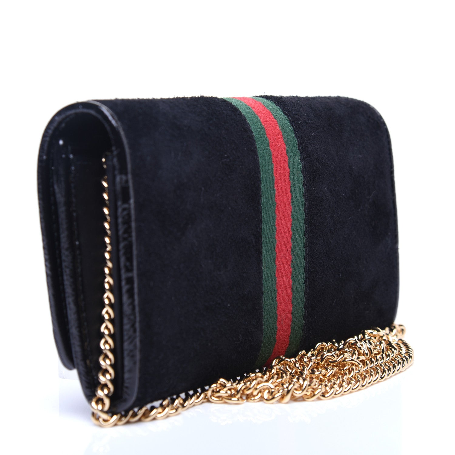 Gucci Suede Patent Web Ophidia Wallet On Chain Black 3 of 12