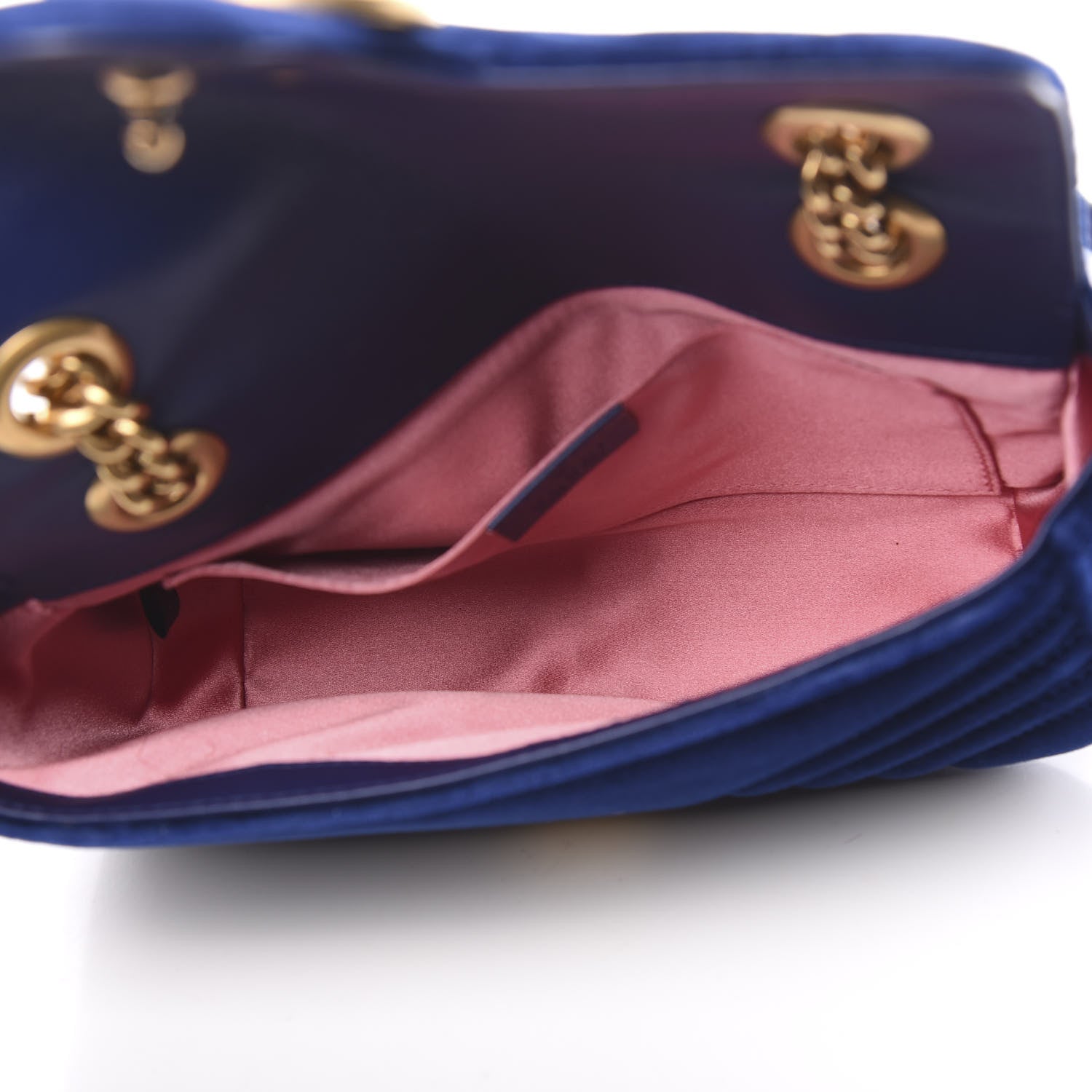 Gucci Velvet Matelasse Mini GG Marmont Shoulder Bag Cobalt Blue 6 of 9