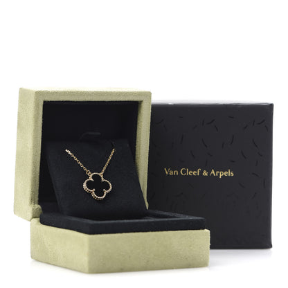 Van Cleef & Arpels 18K Yellow Gold Black Onyx Vintage Alhambra Pendant Necklace 6 of 6